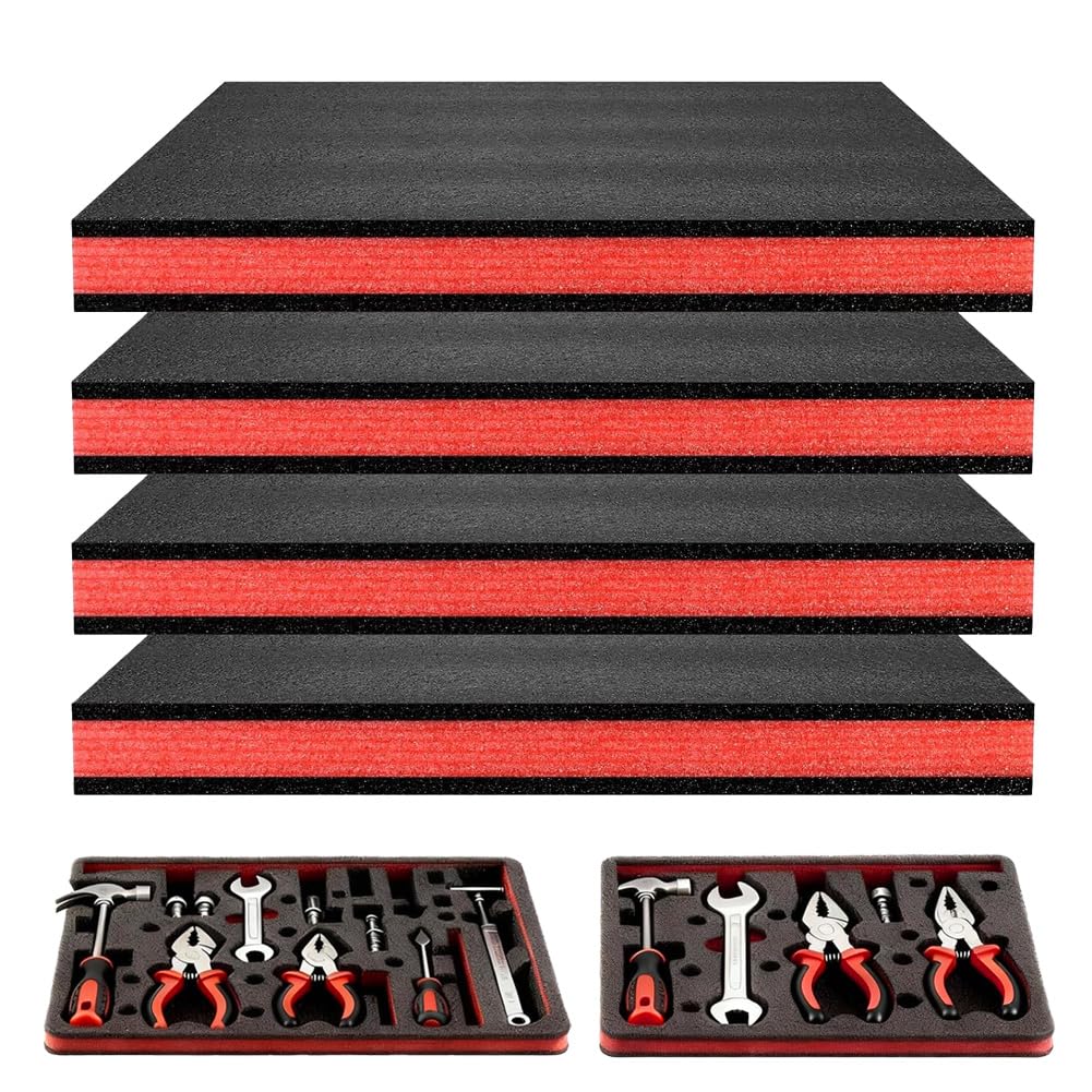 Schaumstoff Zuschnitt 4 Stück, Werkzeugkisten Schaumstoff 40 x 30 x 2.5cm, Schaumstoffeinlage Werkze