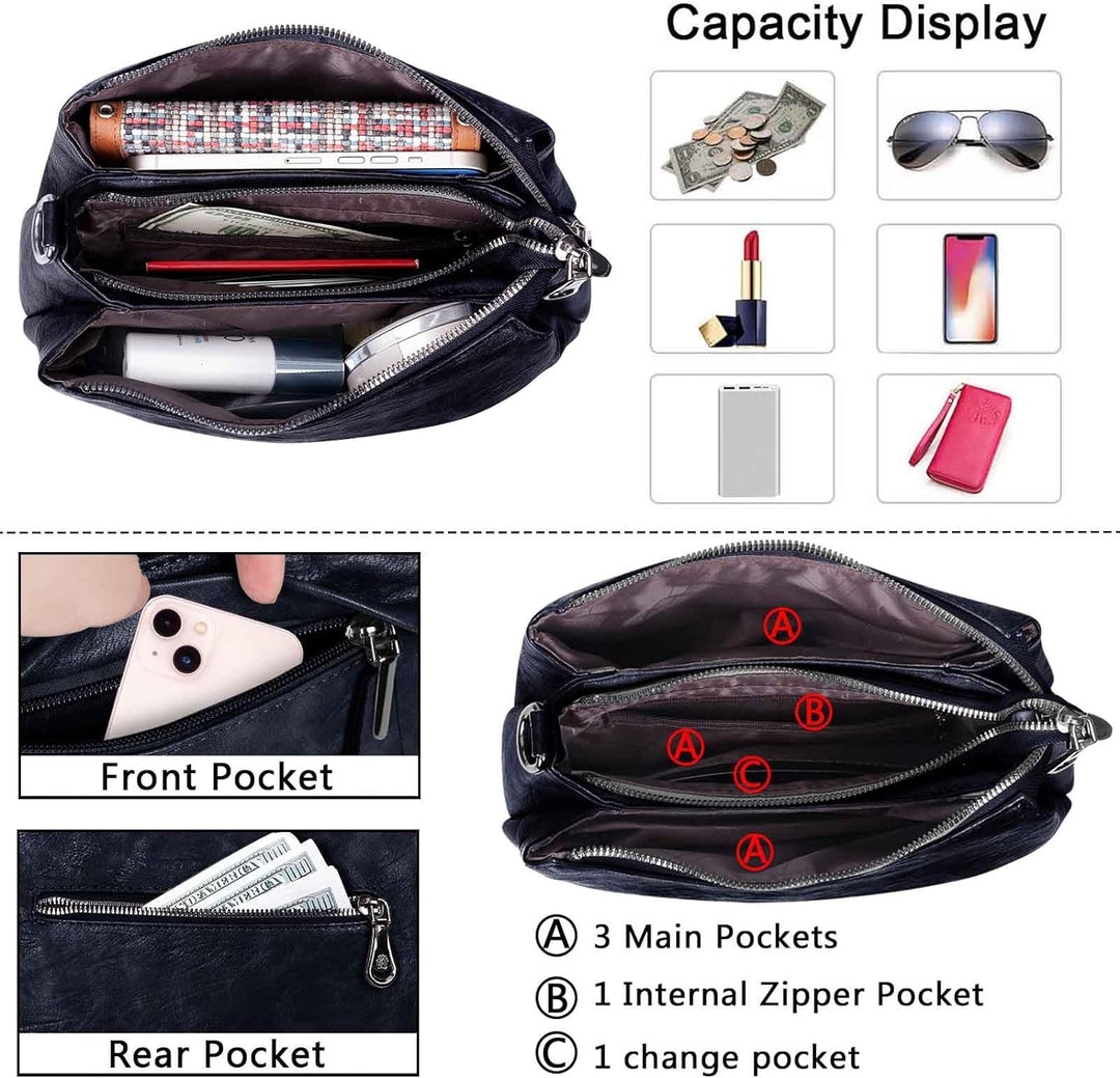 HUA ANGEL Mittelgross Handtasche Damen UmhäNgetasche Echt Leder Mit Mehreren Fächer Für Handy Und Po