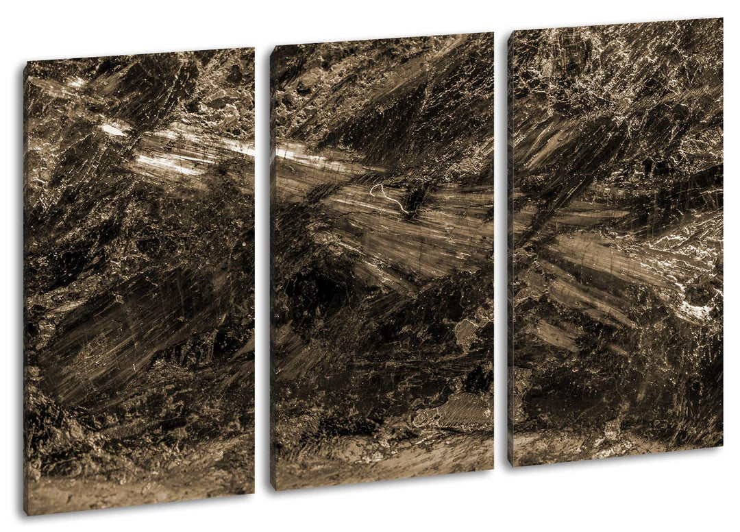 in der Natur gefundener Kristall Format: 3-teilig 120x80 Effekt: Sepia als Leinwand, Motiv fertig ge
