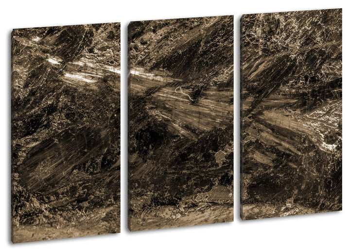 in der Natur gefundener Kristall Format: 3-teilig 120x80 Effekt: Sepia als Leinwand, Motiv fertig ge