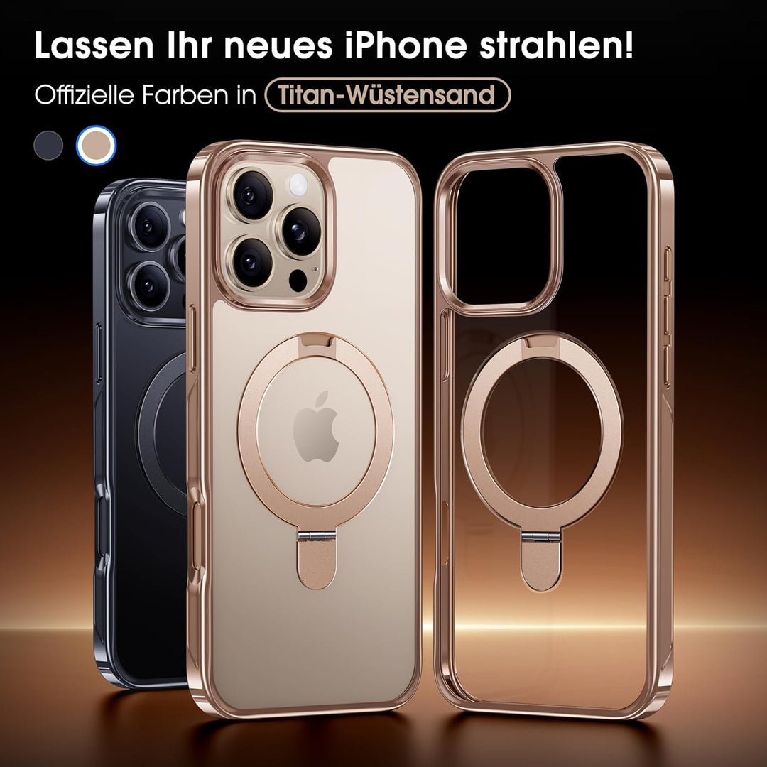 CASEKOO Original Titan Wüstensand für iPhone 16 Pro Max Hülle mit MagSafe-Ständer [Kratzfest & vergi