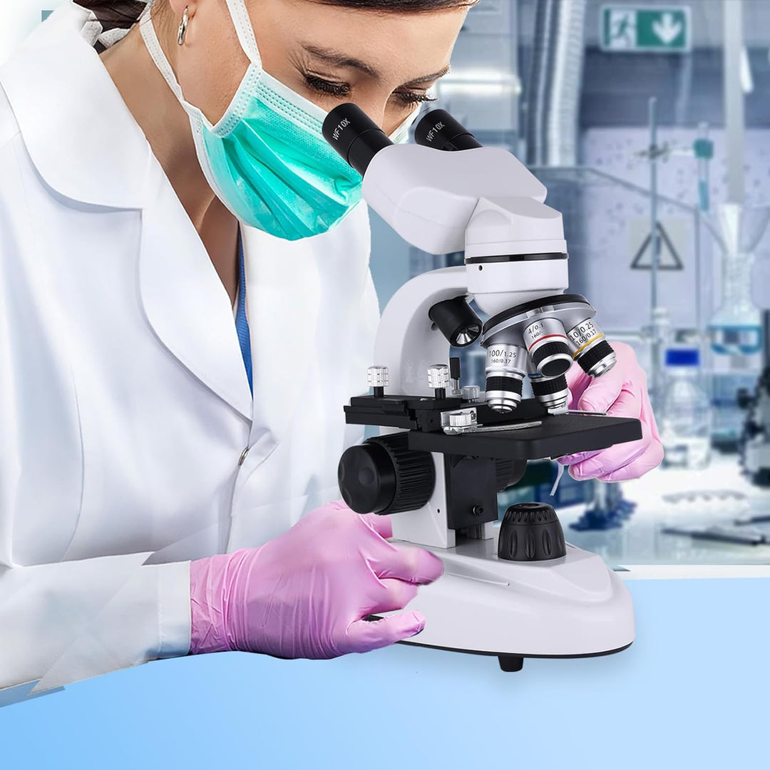 Verbundmikroskop, 40 x 2500 x, professionelles Mikroskop, WF10x und WF25x Okulare, Dual-LED-Beleucht