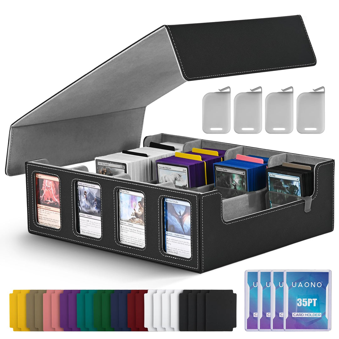 Trading Card Storage Box für Commander Display, 2400+ MTG Deck Box mit 4 Top Loader, TCG Card Case p