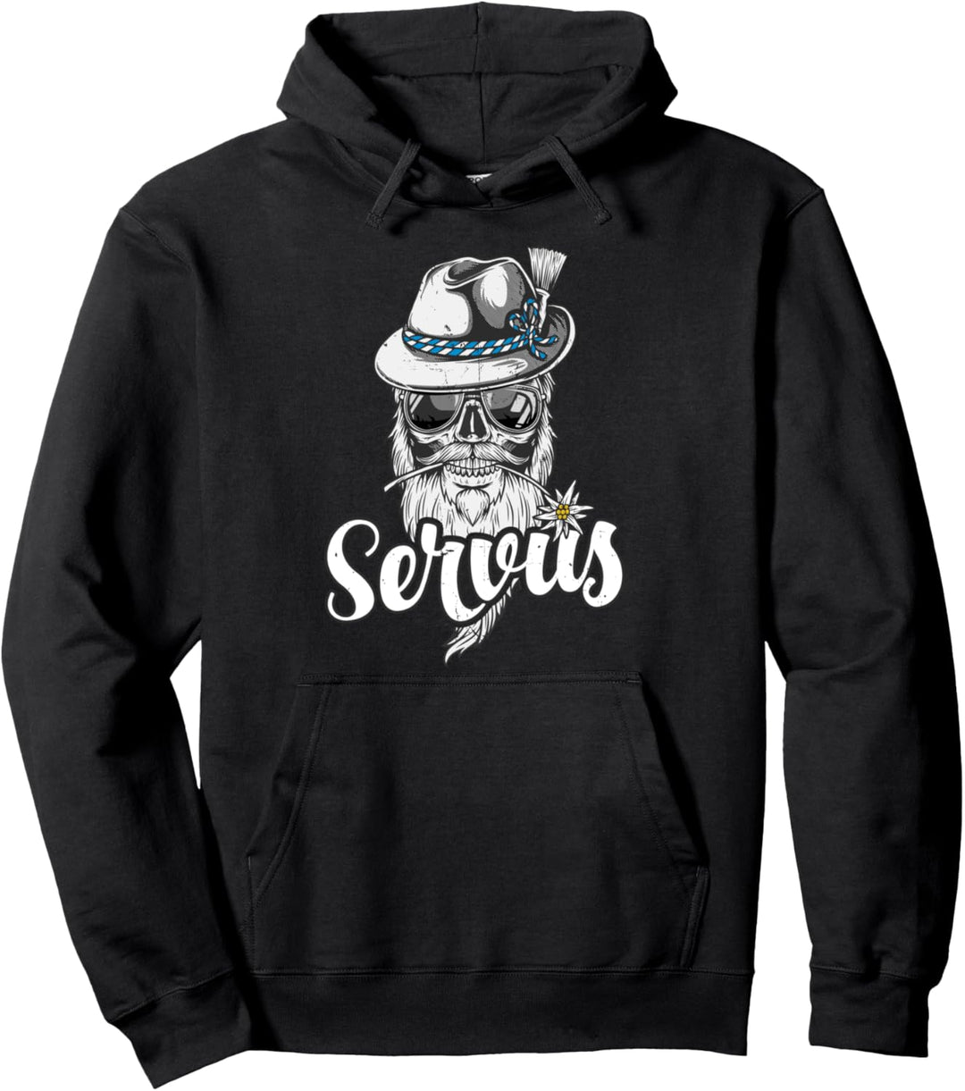Servus Bayern Totenkopf bayrischer Bua Trachtenshirt Servus Pullover Hoodie