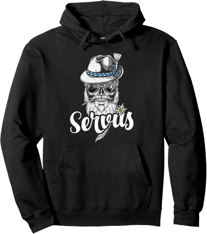 Servus Bayern Totenkopf bayrischer Bua Trachtenshirt Servus Pullover Hoodie