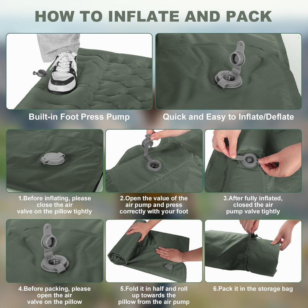 SHANNA Isomatte Outdoor Camping Luftmatratze: Extra Dick 12cm Ultraleicht Schlafmatte mit Integriert
