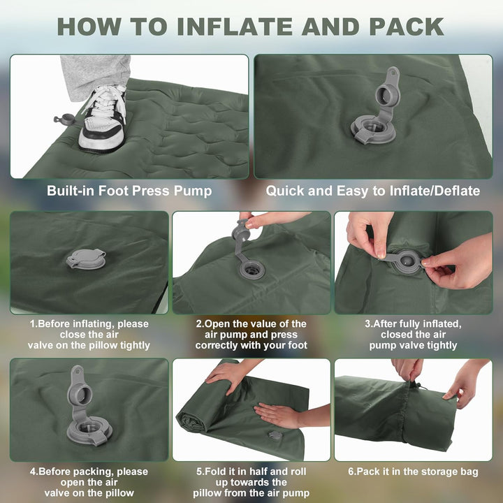 SHANNA Isomatte Outdoor Camping Luftmatratze: Extra Dick 12cm Ultraleicht Schlafmatte mit Integriert