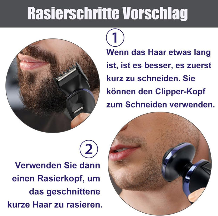 Rasierer Herren elektrisch Elektrorasierer Shaver, 5in1 Rotationsrasierer Präzisionstrimmer IPX7 Ele