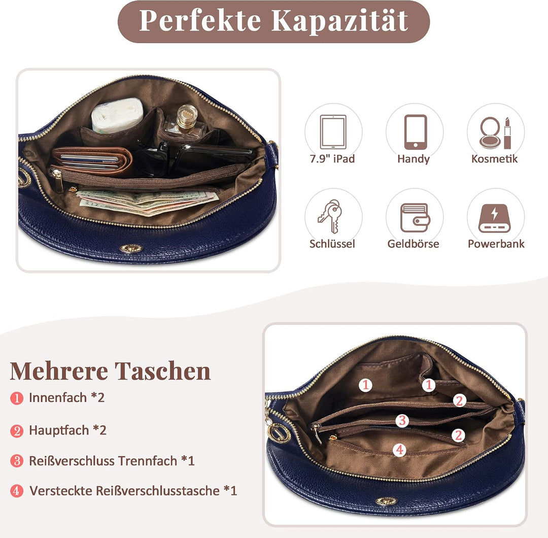 DORRISO Elegant Damen Umhängetasche Frauen Handtasche Schultertasche Casual Umhängetaschen Damen Rei