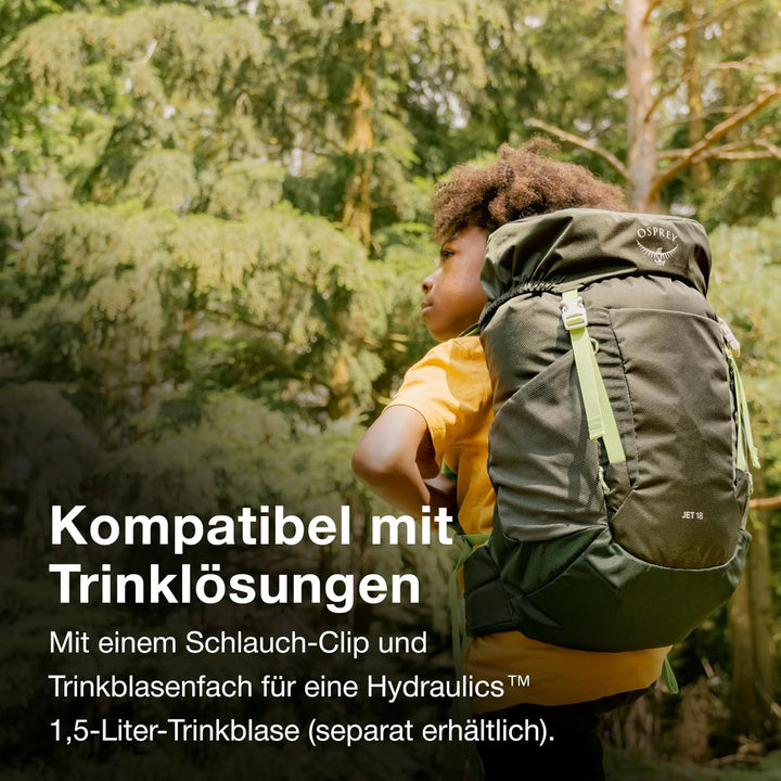 Osprey Jet Kinder-Wanderrucksack Green Canopy/Limeline Green 12L, Green Canopy/Limeline Green 12L