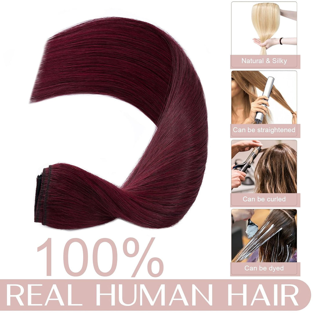 SEGO Clip in Extensions Haarverlängerungen Remy Echthaar 7A ein Teilig Haarteil 100% Human Haar Glat