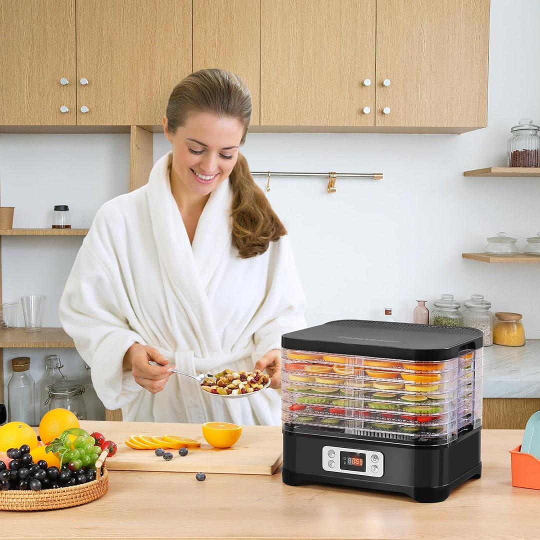Nictemaw Dörrautomat Edelstahl, Dörrgerät mit 8 Einlegefächer 400W, Trockner für Obst, Fleisch & Krä