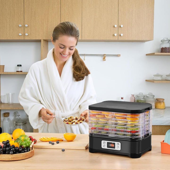 Nictemaw Dörrautomat Edelstahl, Dörrgerät mit 8 Einlegefächer 400W, Trockner für Obst, Fleisch & Krä