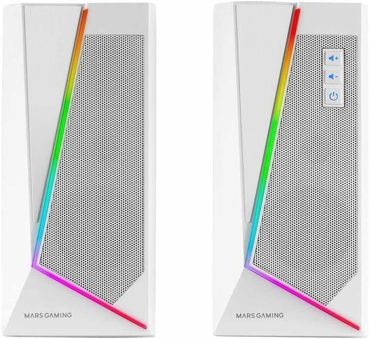 Mars Gaming MS7W, RGB Lautsprecher, Bluethooth 5.0 + Jack 3.5, DSP Sound 20W, Weiss, MS7W