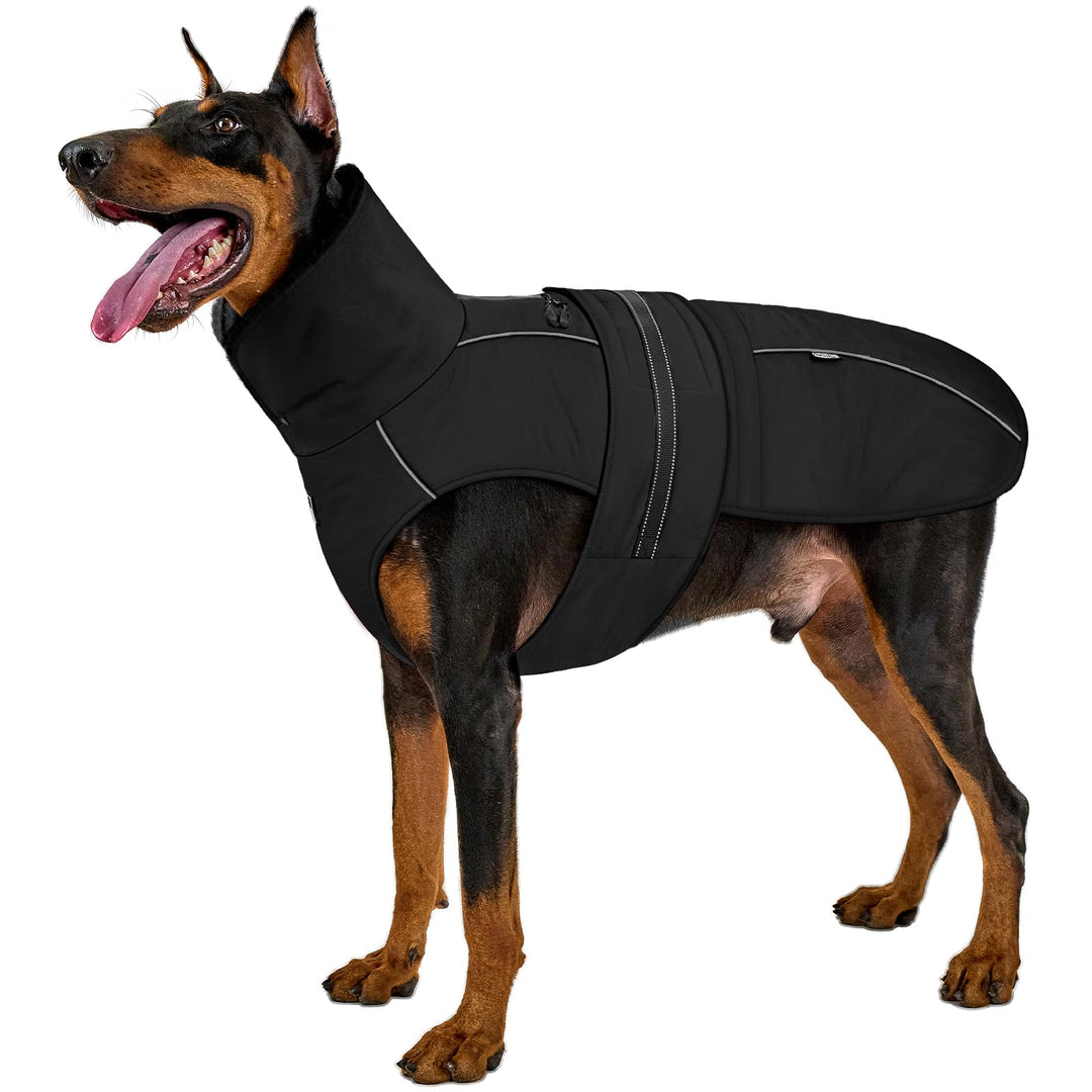 OneTigris Hundemantel, STORMWALL Wasserdicht Hundejacke mit Verstellbarer Rückenlänge Fleecefutter R