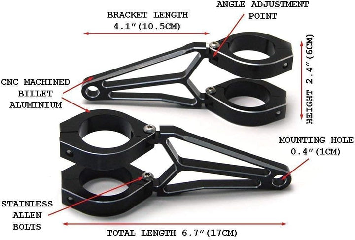 Gabel Montiert Motorrad Scheinwerfer-Halter 37mm - 38mm Razor Stil Hochwertig CNC Bearbeitet Alumini