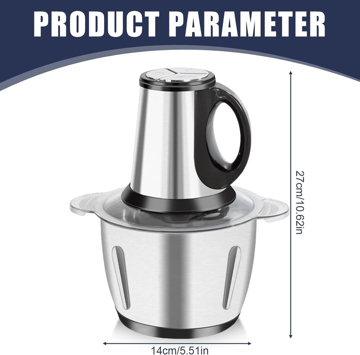 Zerkleinerer Elektrisch Mini, 2L Multizerkleinerer Elektrisch-Food Processor 300W 3 Geschwindigkeite