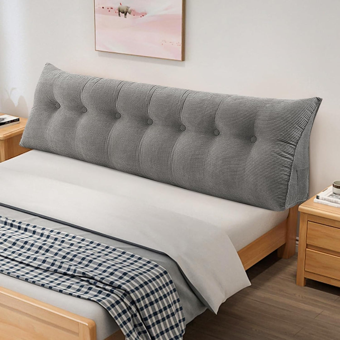 OHMG 200CM Rückenkissen,Lesekissen Für Bett Und Sofa,Praktisches Seitenfach,Removable Cover,Keilkiss