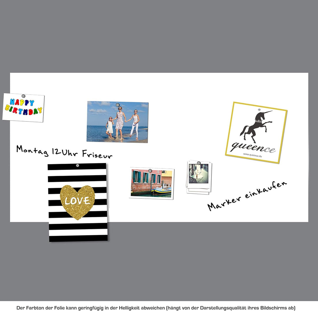 Queence Whiteboard Magnetisch 100x50 cm inkl. Neodym-Magnete | Selbstklebende Magnet Folie | Markerb