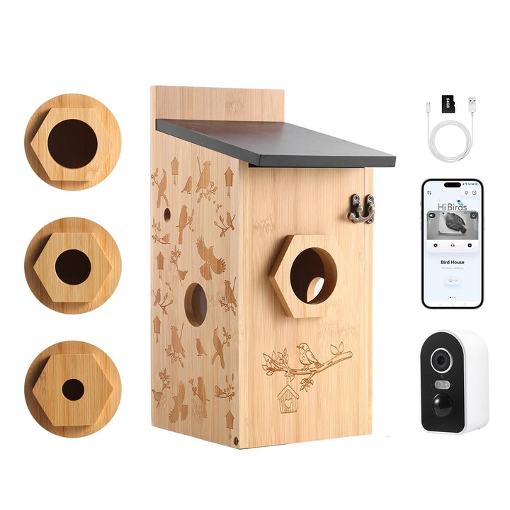 Vogelhaus mit 4MP Kamera, Nistkasten für Vögel für Draussen Wetterfest, 2,4 G WiFi & App Benachricht