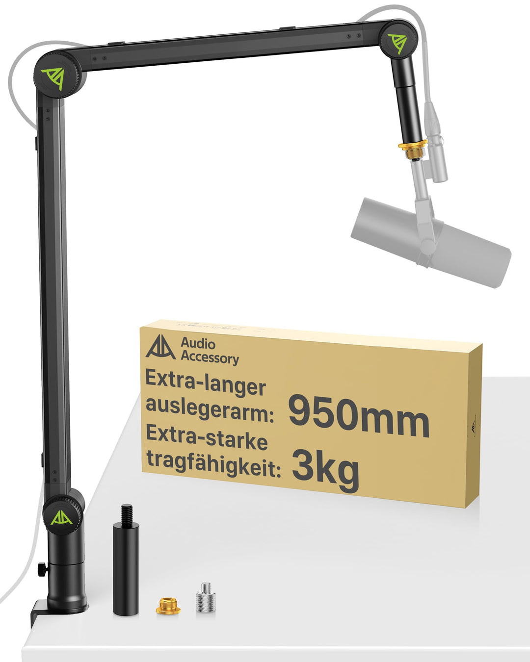 Mikrofon Arm, Max. 3 KG Traglast Mikrofonarm Kompatibel mit Shure SM7B, MV7+ & Co. Gear-Lock Design