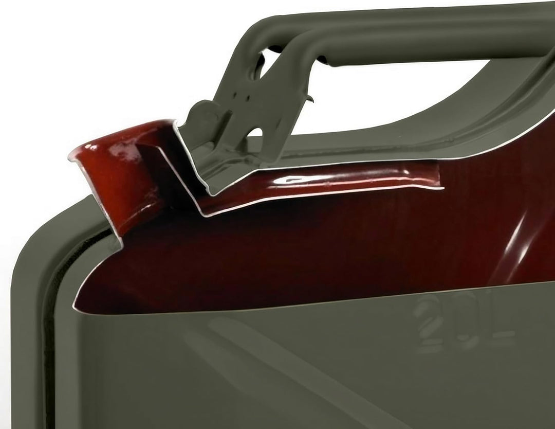 Oxid7® by BW Benzinkanister Metall 2x 20 Liter mit 2x Ausgiesser - Kraftstoffkanister Bronzegrün RAL