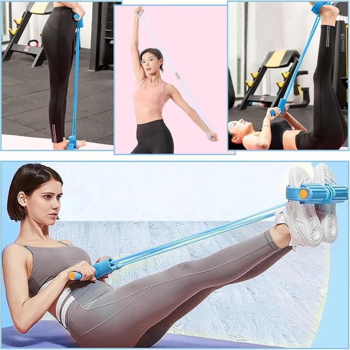 ZYEKIU 3 Stück Set Bauchtrainer Expander Fitness mit 8-Förmiges Widerstandsbändern und Fitnessbänder