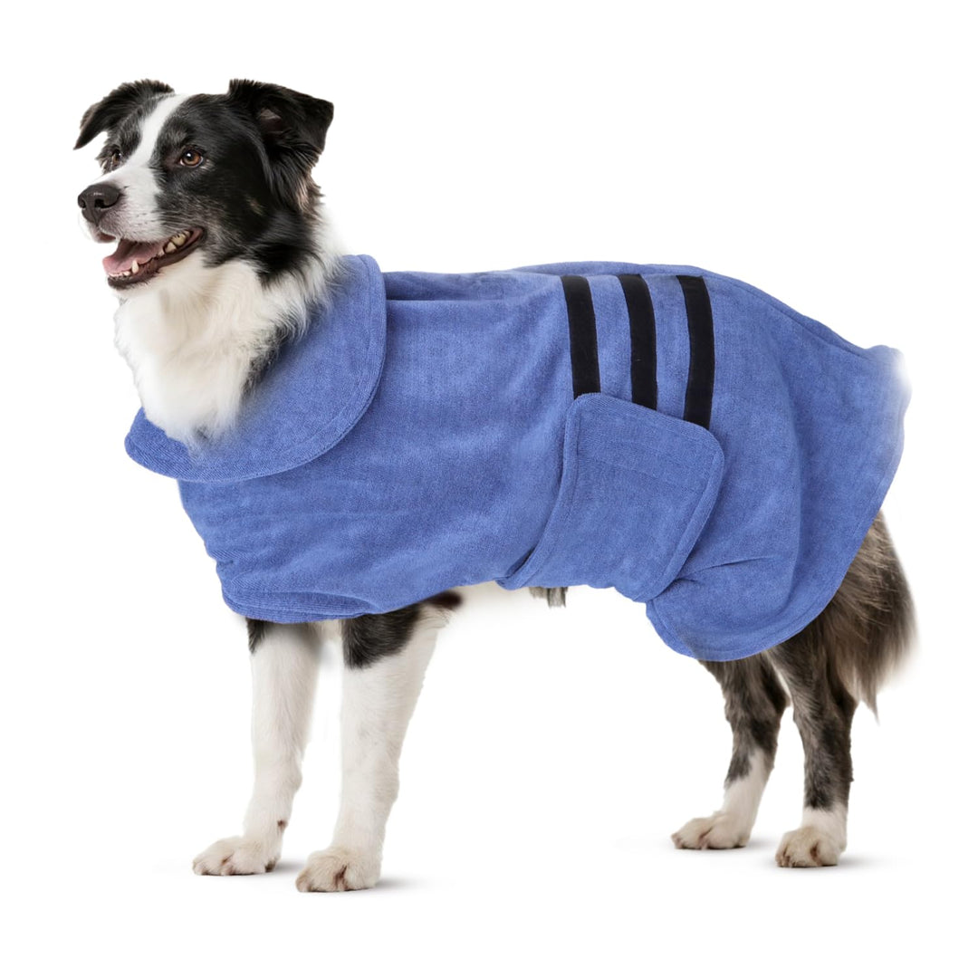 Nobleza Hundebademantel Mikrofaser mit Klettverschluss,Super saugfähig und schnell trocknend,Bademan
