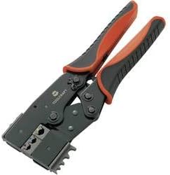 TOOLCRAFT 2-i-1 818644 Crimpzange Isolierte Flachstecker, Kabelschuhe, Stossverbinder