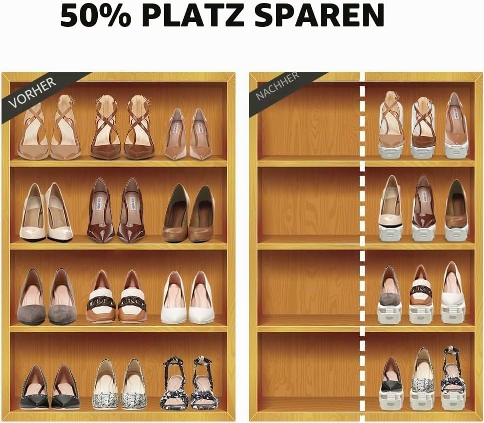10 Stück Schuhschlitz-Organizer verstellbarer Schuhstapler, platzsparend, Doppelstock-Schuhregal, Sc