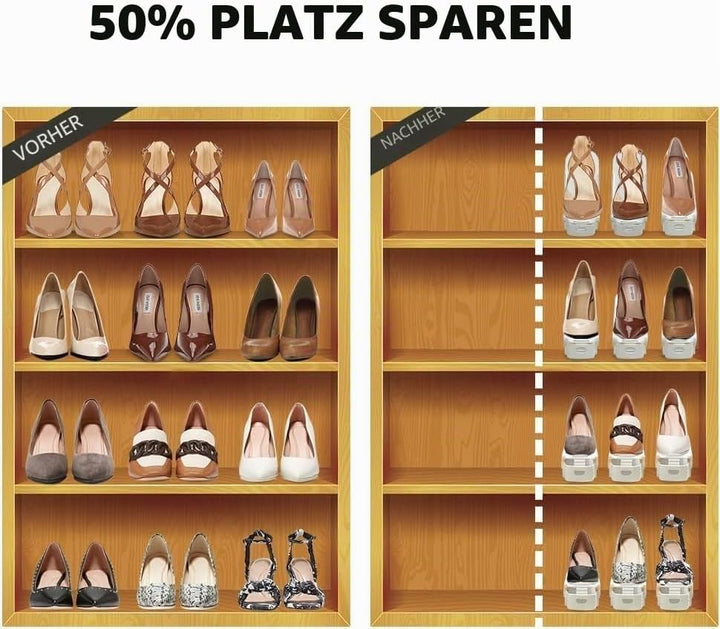 10 Stück Schuhschlitz-Organizer verstellbarer Schuhstapler, platzsparend, Doppelstock-Schuhregal, Sc