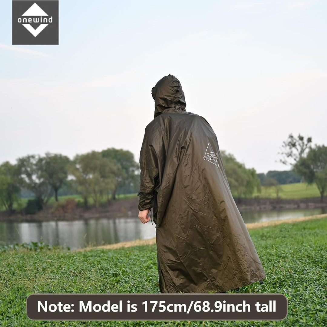 onewind Rucksack Regen Poncho Ultraleichte Kapuze Regenmantel L Olive Grün-270cm*170cm, L Olive Grün