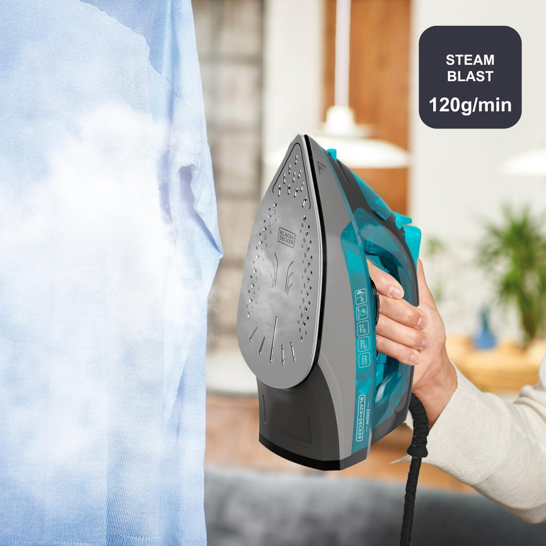 Black+Decker - Dampfbügeleisen 2200W | Dauerdampf 30g/min | Dampfstoss 120g/min | Edelstahlsohle | A