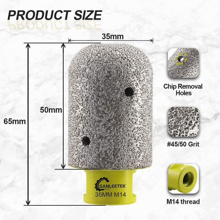 Diamant Fingerfräser 35mm SANLEETEK Vergrössern Schleifen Formgebung Trimmen Vorhandener Löcher in F