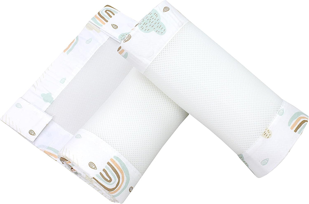TupTam Gitterstäbe Schutz Netz Babybett Nestchen 3D Mesh 2 Pack, Farbe: Regenbogen Wolken, Grösse: c