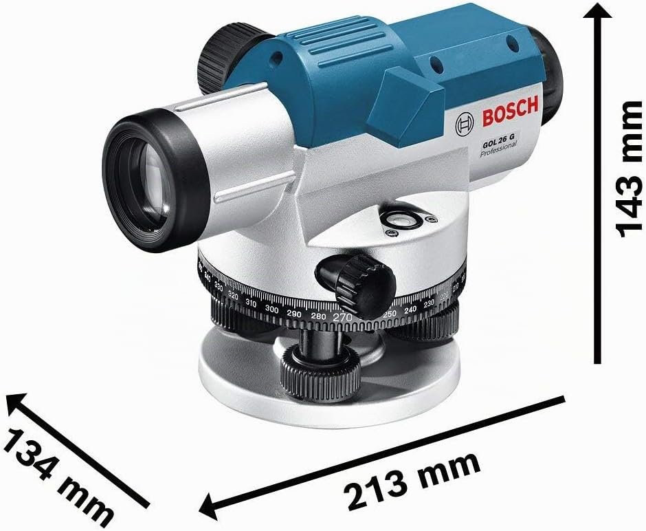 Bosch Professional Optisches Nivelliergerät GOL 26 G (26-fache Vergrösserung, Masseinheit: 400 Gon,