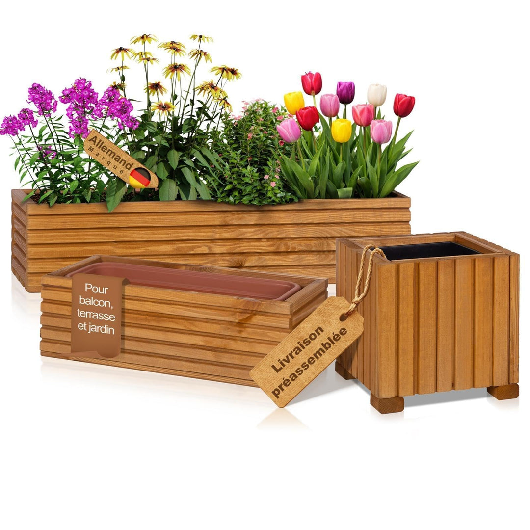 BooGardi Blumenkasten mit Einsatz · Weiss 44cm x 20cm x 14cm · 4 Farben 3 Grössen · Pflanzgefäss für