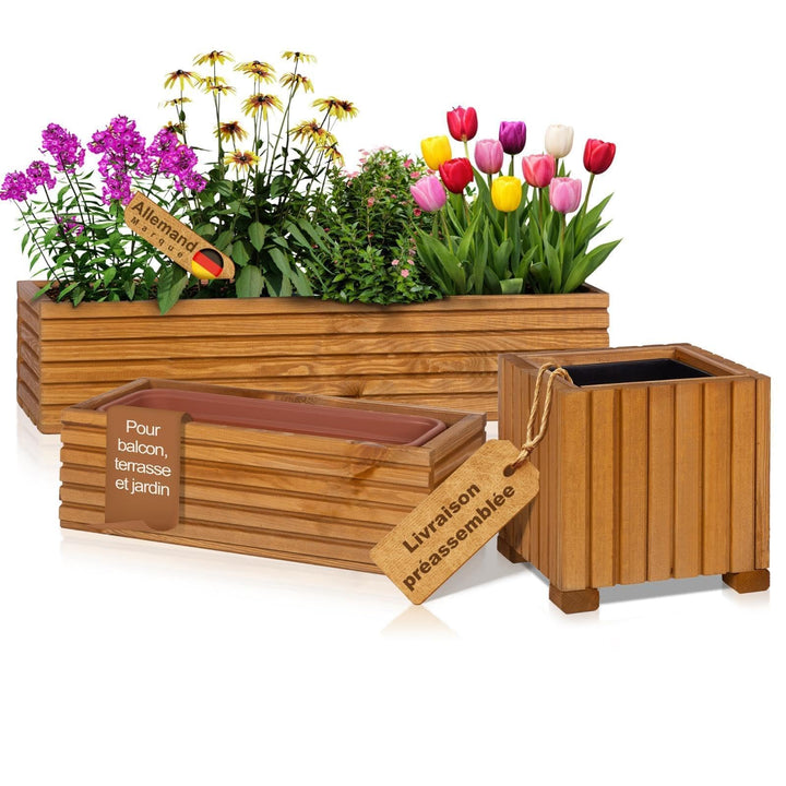 BooGardi Blumenkasten mit Einsatz · Weiss 44cm x 20cm x 14cm · 4 Farben 3 Grössen · Pflanzgefäss für