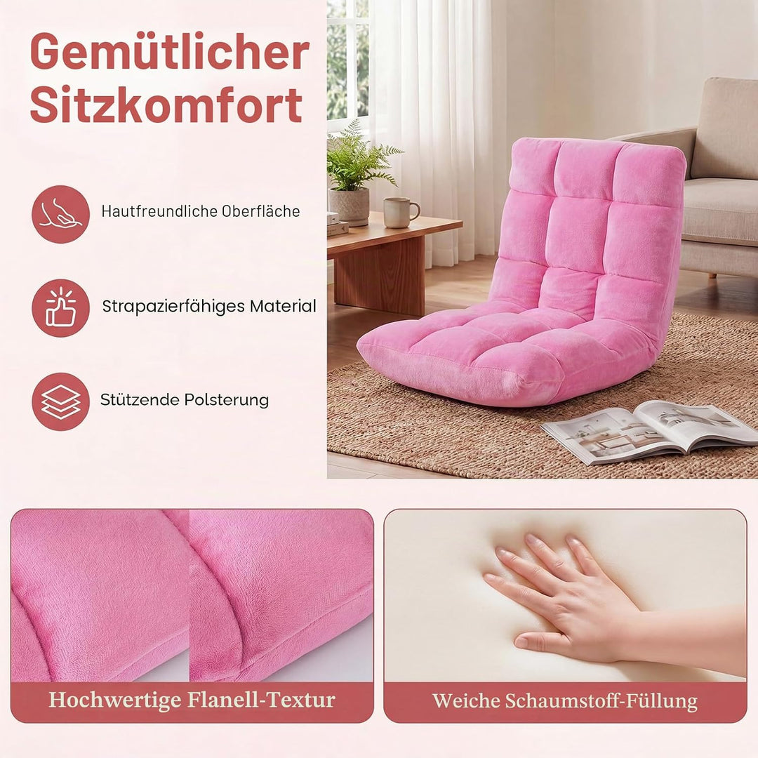 RELAX4LIFE Bodenstuhl Klappbar, Bodensessel mit Verstellbarer Rückenlehne &amp; Liegefunktion, Relaxsess