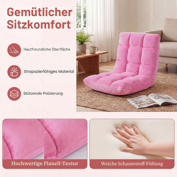 RELAX4LIFE Bodenstuhl Klappbar, Bodensessel mit Verstellbarer Rückenlehne &amp; Liegefunktion, Relaxsess