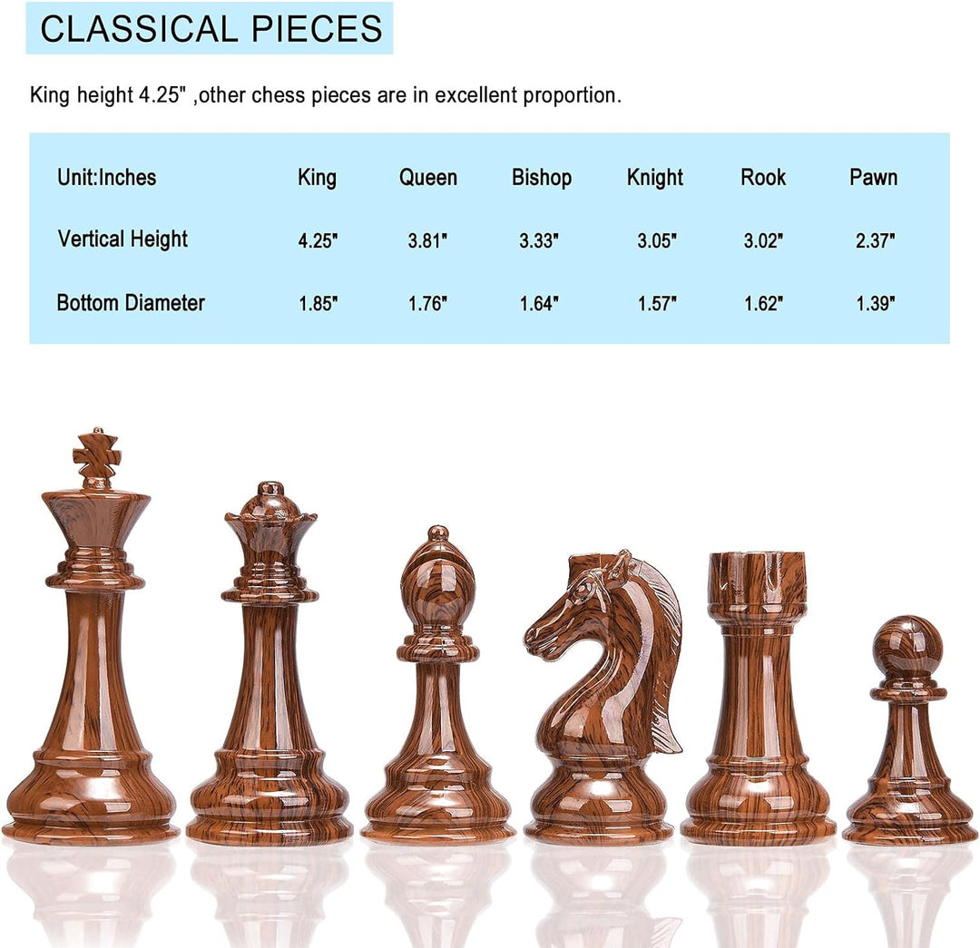 AMEROUS Schachfiguren mit hohem Polymer-Gewicht, mit 10,6 cm grossem King – 2 extra Queens – Geschen