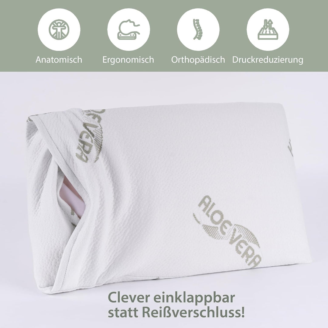MaxxGoods Orthopädisches Nackenstützkissen aus Visco-Gelschaum | für gesunden Schlaf & Halswirbelsäu