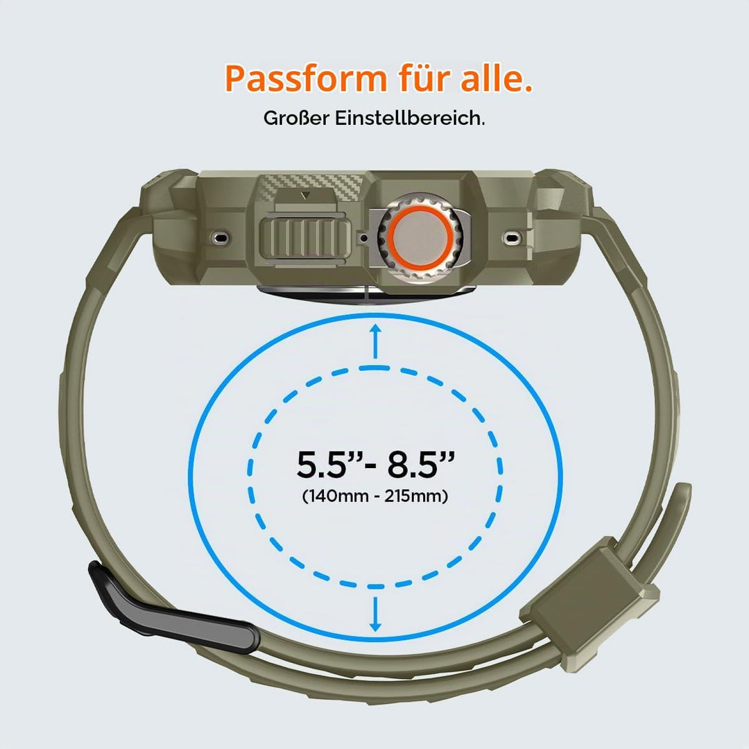 Spigen Rugged Armor Pro Hülle mit Band für Apple Watch Ultra 3/2/1 49mm | TPU-Unibody-Hülle mit Armb