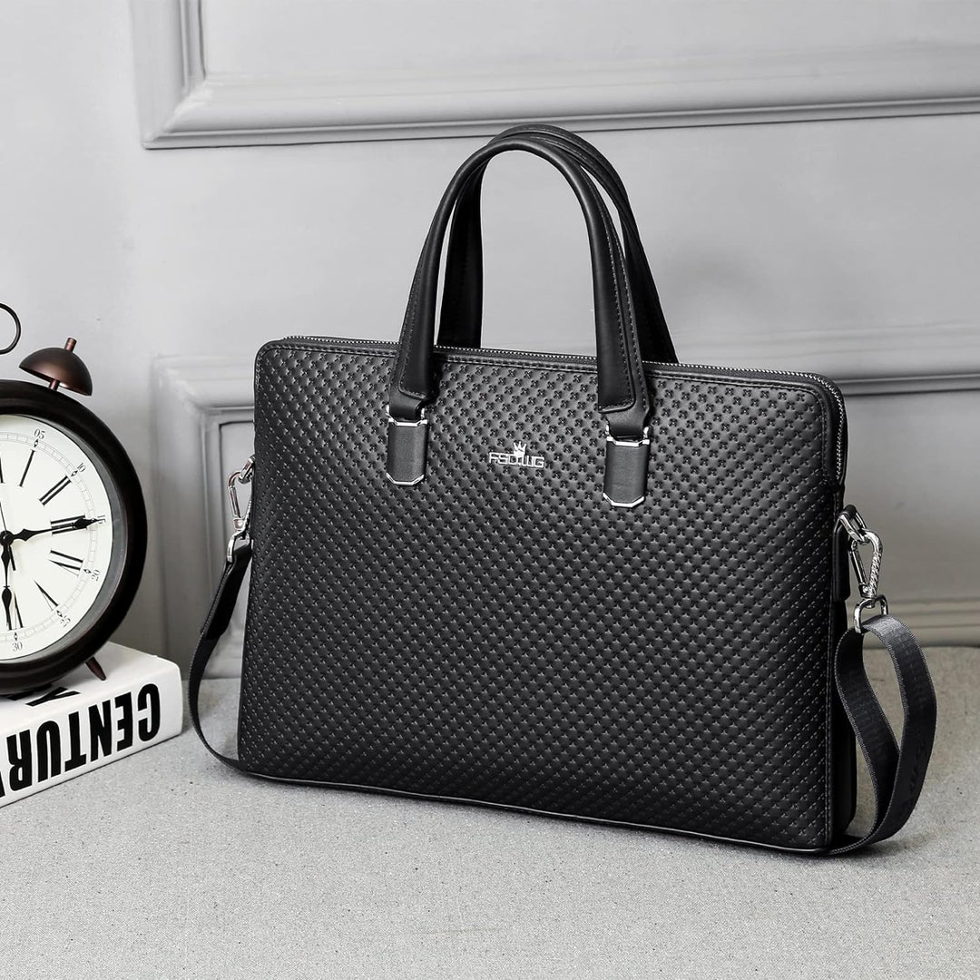 FSD.WG Herren Business Tasche,Wasserdichte Leder Aktentasche,Schulter Laptop Business Tasche für Bus