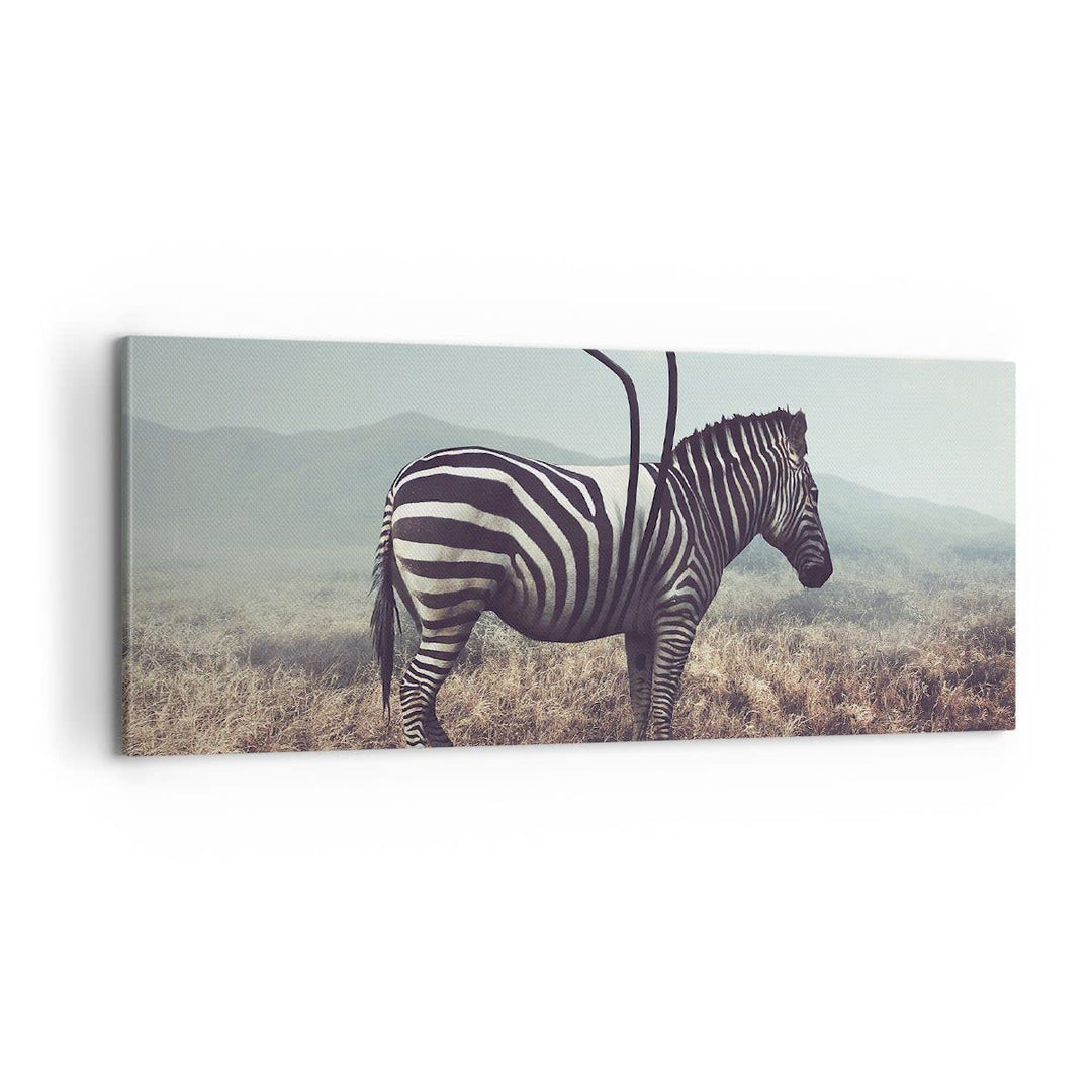 Panorama Bilder auf Leinwand 100x40cm Leinwandbild Zebra Tier Wiese Gross Wanddeko Bild Schlafzimmer
