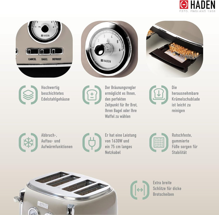 Haden Dorset Putty 4 Scheiben toaster, beige