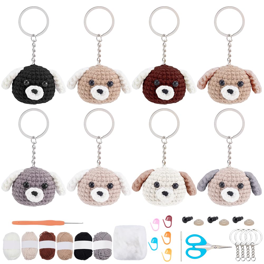 WEBEEDY 8 Set Tier Häkel-Set Für Anfänger Erwachsene Hundehäkelset Enthält Buntes Garn Häkelnadel Sc
