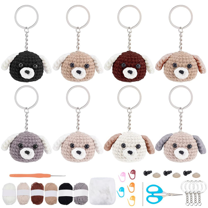 WEBEEDY 8 Set Tier Häkel-Set Für Anfänger Erwachsene Hundehäkelset Enthält Buntes Garn Häkelnadel Sc