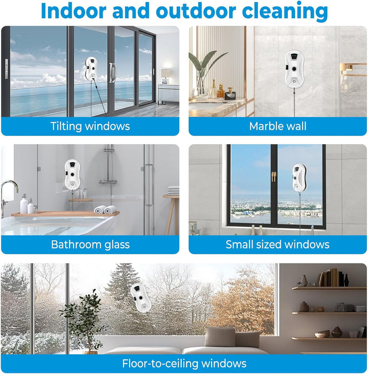 Fensterputzroboter mit Automatischem Wasserstrahl, 5600Pa Fensterreiniger Roboter Automatischer, Fen