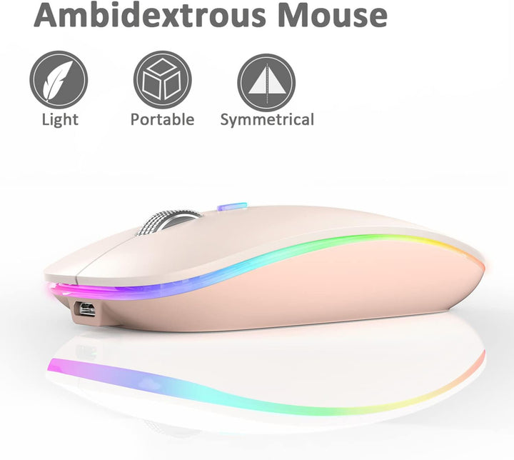 Uiosmuph G12 Maus Kabellos, 2.4G LED Leise Funkmaus Wiederaufladbar Wireless Mousemit Nano-USB-Empfä